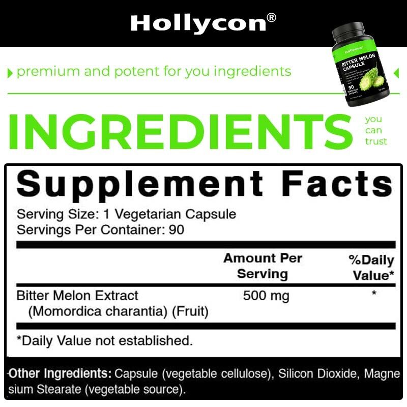 Bitter Melon 500 mg | 90 Vegetarian Capsules Gluten-Free, Non-GMO Supplement Bitter Melon Extract, Natural Glucose Metabolism, Momordica Charantia Capsule Private Label, OEM Available, Factory Price