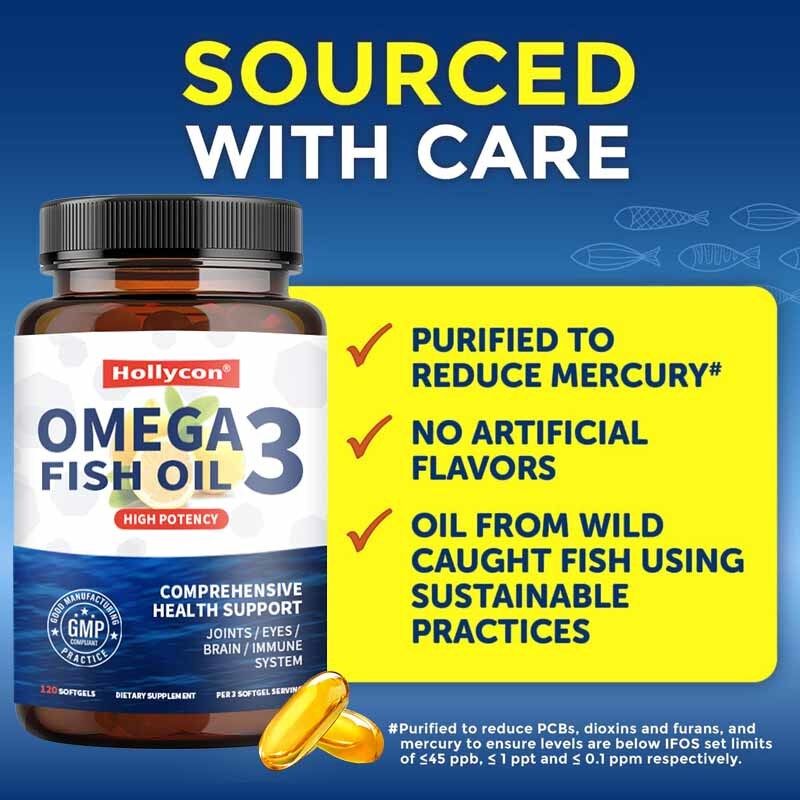 OEM Triple Strength Over 2100mg Omega-3 Fatty Acids Fatty Acids Premium Wild Caught Burpless Fish Oil 120 Ct Omega 3 Fish Oil