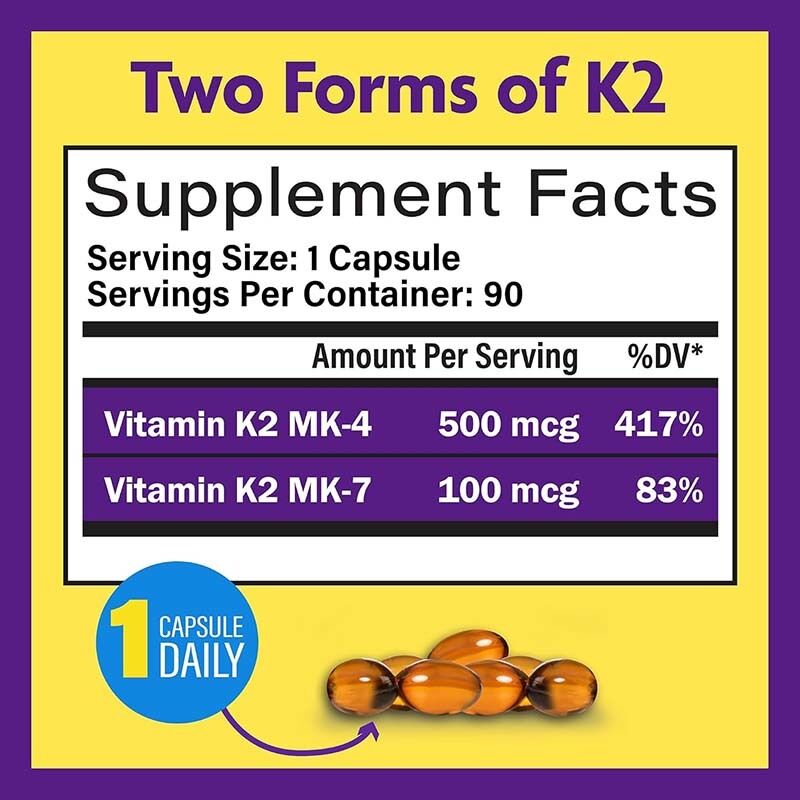 OEM Full Spectrum Vitamin K2 Softgels with 600 Mcg of Trans Form Supports General Health and Bone Strength Vitamin K2 Supplement