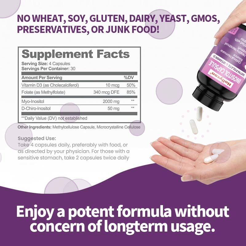 OEM Premium Inositol Supplement Inositol Plus Ratio Healthy Hormone Balance & Healthy Ovarian Support for Women Inositol Capsule