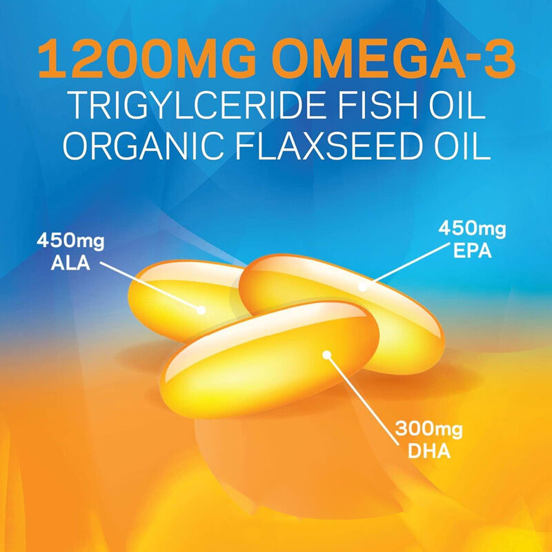 OEM 1200mg Omega 3 Supplement for Eye Nutrition Organic Flaxseed Triglyceride Fish Oil and Vitamin E Omega 3 Softgel