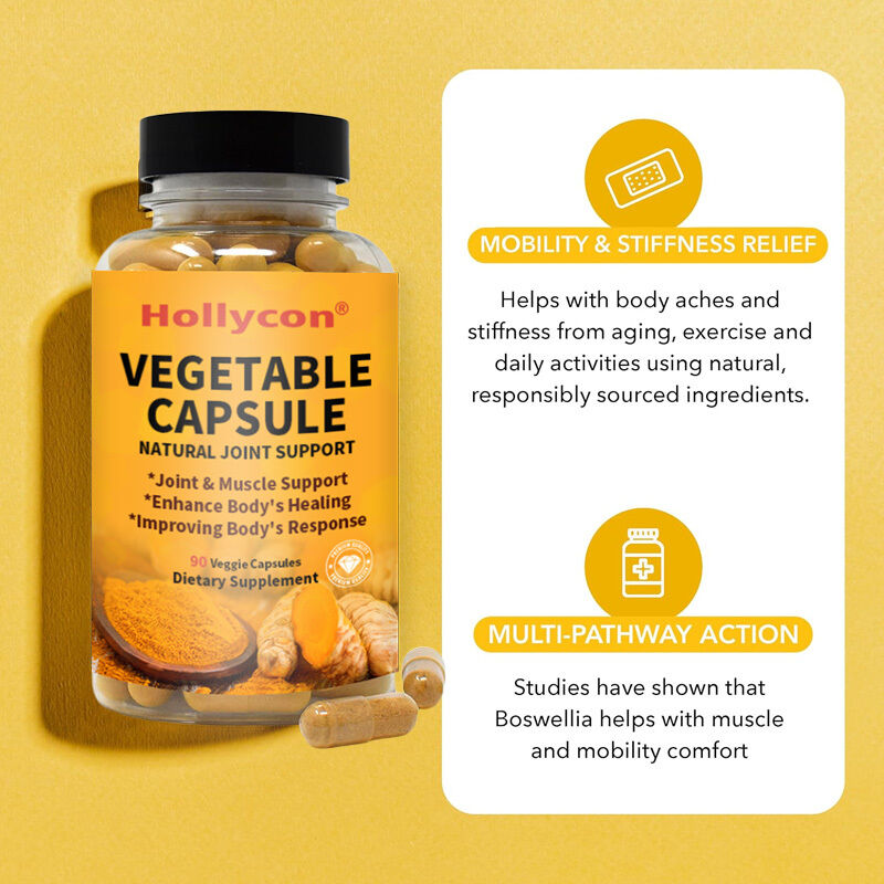 OEM Natural Joint Muscle Vegetable Support Supplement with Turmeric Curcumin Boswellia & Ginger Vegetable Capsules