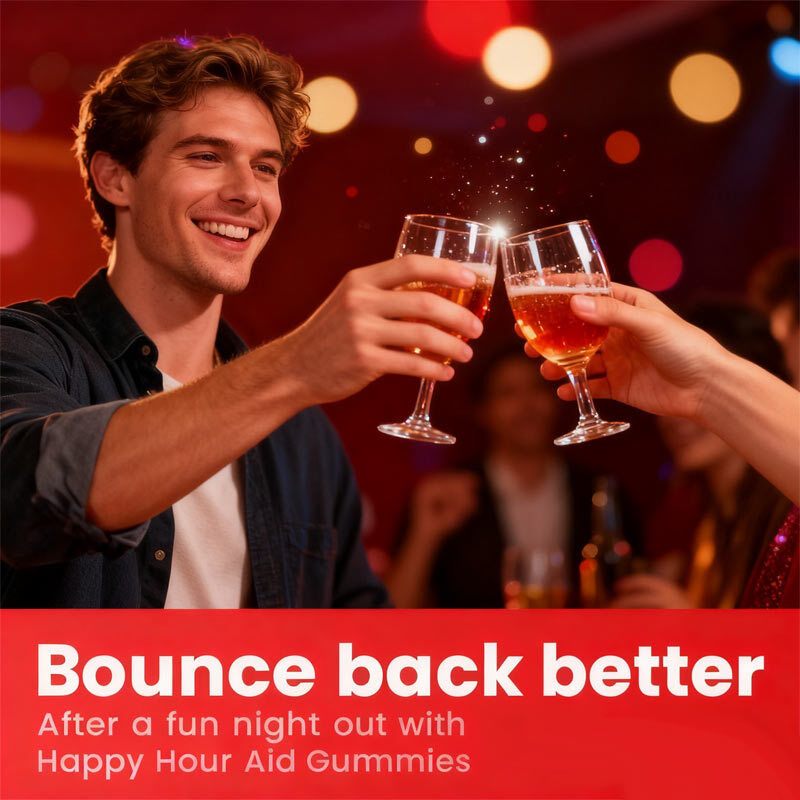 OEM Happy Hour Gummies Supplement Pre Game Party Hydration Electrolytes Alcohol DHM Milk Thistle After Drinking Gummy