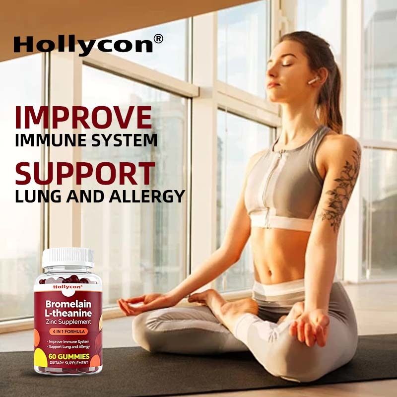 Private Label Bromelain L-theanine Zinc Supplement Vegan Supplements for Kids Adults Quercetin Gummies