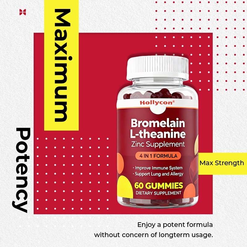 Private Label Bromelain L-theanine Zinc Supplement Vegan Supplements for Kids Adults Quercetin Gummies
