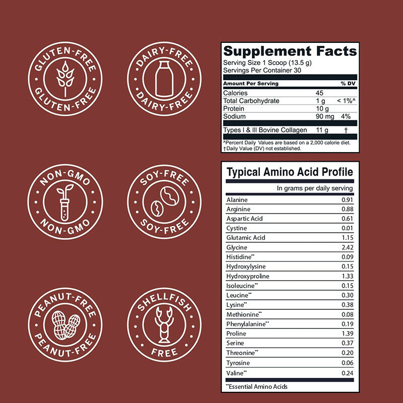 OEM Collagen Peptides Powder Hair Skin Nail Joint Support Type I & III Grass-Fed Collagen Supplements Chocolate Collagen Powder