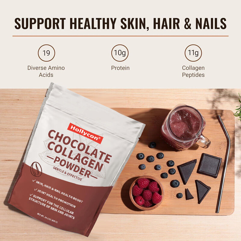 OEM Collagen Peptides Powder Hair Skin Nail Joint Support Type I & III Grass-Fed Collagen Supplements Chocolate Collagen Powder