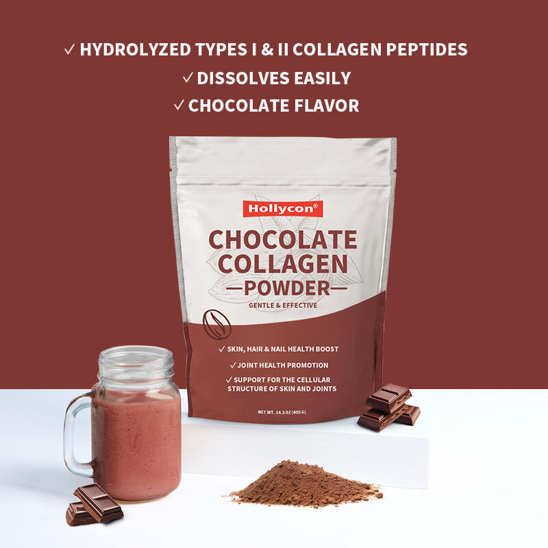 OEM Collagen Peptides Powder Hair Skin Nail Joint Support Type I & III Grass-Fed Collagen Supplements Chocolate Collagen Powder