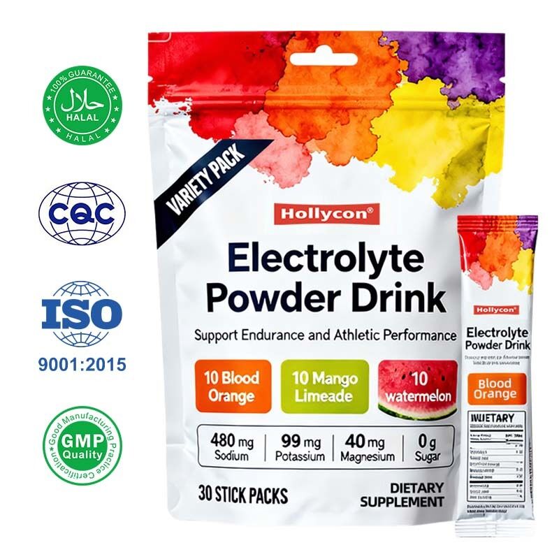Electrolyte Powder Sachets with Sodium Potassium Magnesium for Rapid Hydration and Endurance Sports Performance