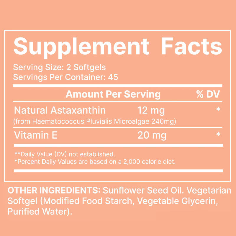 Natural 10% High Potency Antioxidant From Haematococcus Pluvialis for Skin & Eye Support Astaxanthin Softgels