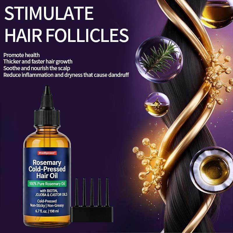 OEM/ODM Rosemary Biotin Castor & Jojoba Cold Pressed Hair Growth Oil for Thicker Fuller Hair & Nourished Scalp