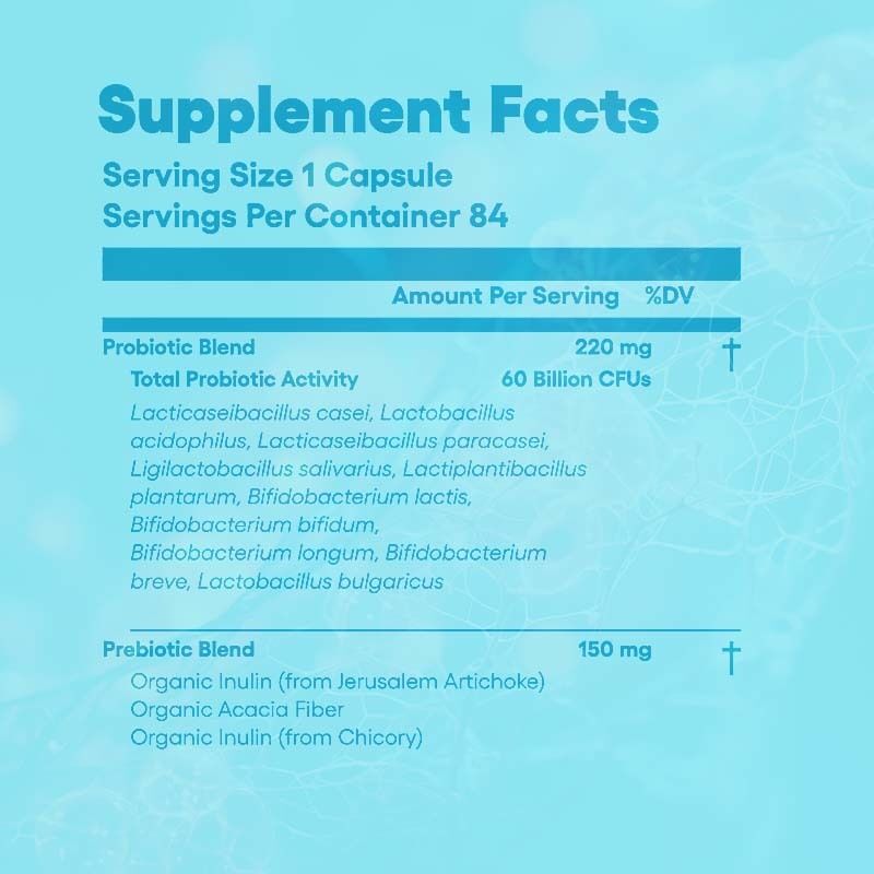 OEM ODM Custom Probiotics 60 Billion CFU for Adults Daily Gut Health & Immune System Support