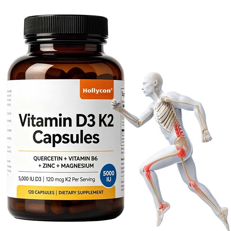 Private Label Vitamin D3 K2 Capsules with Vitamin B6, Zinc & Quercetin Supports Energy, Immune, Muscle Health for Men & Women