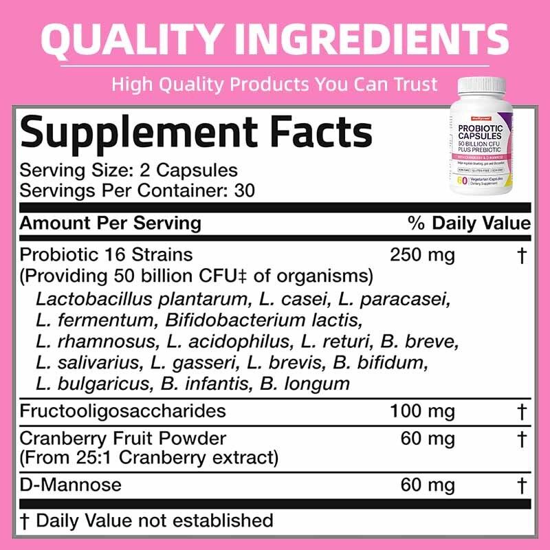 Wholesale Private Label Probiotic Capsules 50 Billion CFU Immune Support Digestive Health Prebiotic Dietary Supplement