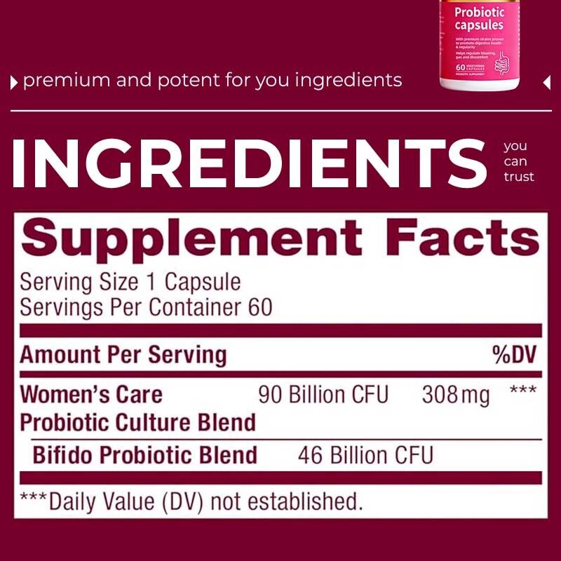 High Potency Probiotic Capsules for Gut Health & Digestion 46 Billion CFU Bifido Probiotic Blend Women Care Probiotic Capsules
