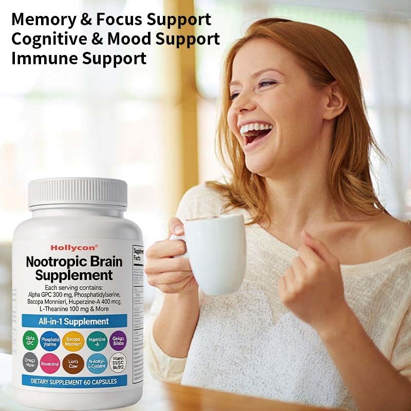 OEM Nootropic Brain Supplement with Alpha GPC, Phosphatidylserine &  Bacopa Monnieri Supports Memory & Focus Cognitive & Mood