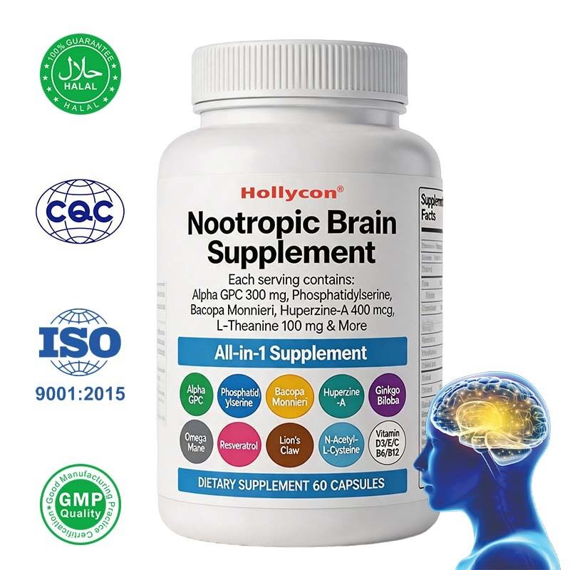 OEM Nootropic Brain Supplement with Alpha GPC, Phosphatidylserine &  Bacopa Monnieri Supports Memory & Focus Cognitive & Mood