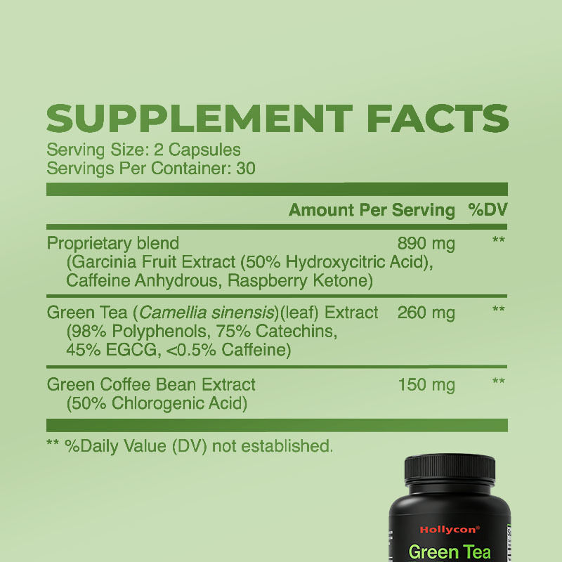 Factory Green Tea Extract Capsule Promotes Energy Metabolic Support Mental Clarity Focus Overall Wellness Slimming Supplement