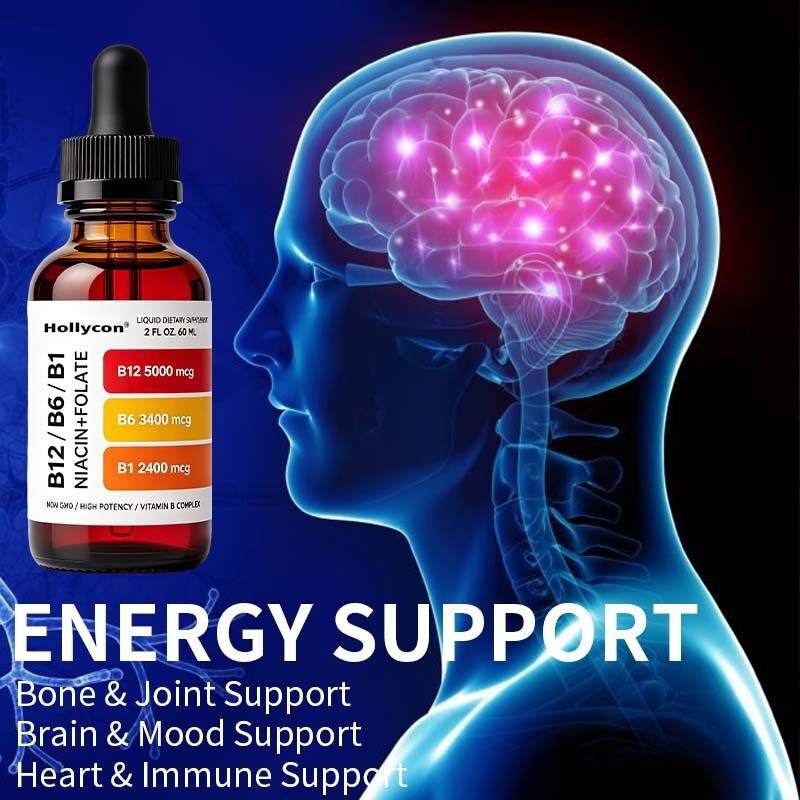 Vitamin B12 & B6 Liquid Drops for Energy, Brain, Heart, Immune & Bone Health Support with Private Label Customization