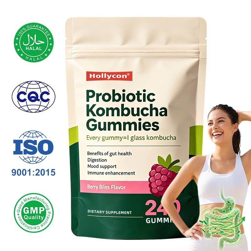 Customized Flavor Probiotic Kombucha Gummies with 60 Counts per Bottle for OEM ODM Private Label Service