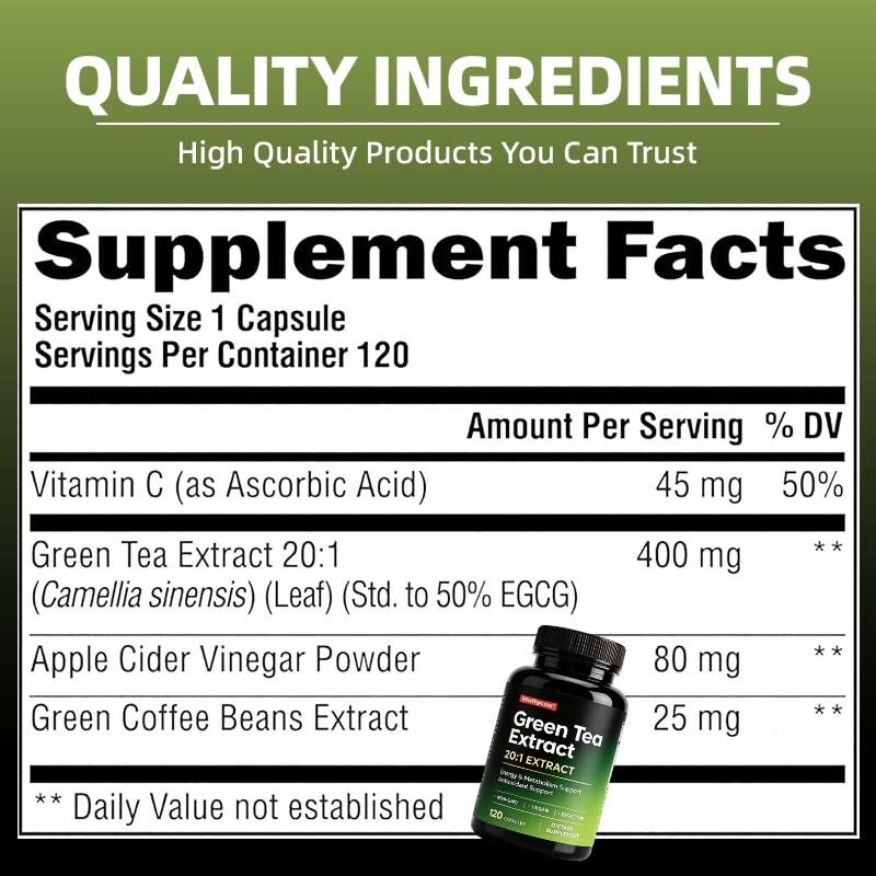 Customizable OEM Green Tea & Green Coffee Bean Extract Capsules with Dual Botanical Formula and Natural Antioxidants