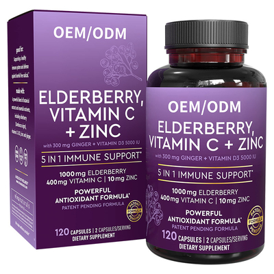 Vitamin C + Zinc Elderberry Capsules Antioxidant Immune For Adults