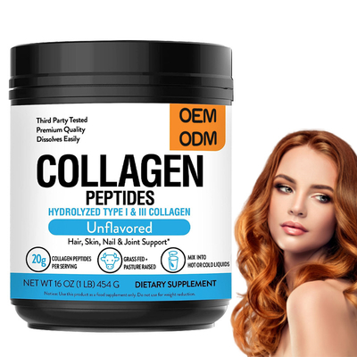Customized Labels Grass Fed Hydrolyzed Collagen Powder 1 Lb Promotes Skin Elasticity