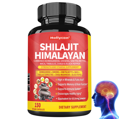 Shilajit Himalayan Capsules Combined Ashwagandha Ginseng Saw Palmetto Maca Tribulus Chaga & Black Pepper