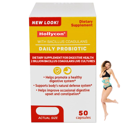 OEM Daily Probiotic Capsules Dietary Supplement For Digestive Health 2 Billion Bacillus Coagulans Live Cultures