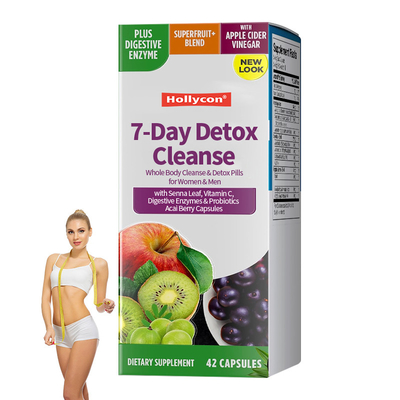 7-Day Detox Cleanse Capsules With Senna Leaf Vitamin C Digestive Enzymes Probiotics Acai Berry Capsules