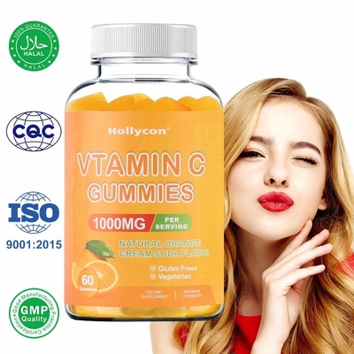 750mg Vitamin C Gummies For Adults Immune Support With B Vitamins Gluten Free Orange