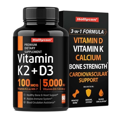 OEM Support Bone Strength Supplements for Immune Vitamin D3 K2 Calcium Capsules