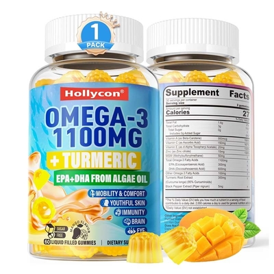 OEM Support DHA Vitamin A C E Zinc Turmeric for Adults Omega-3 Liquid Gummies