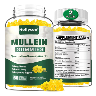 Mullein Gummies for Adults with Bromelain Lung Cleanse Digestive Supplement