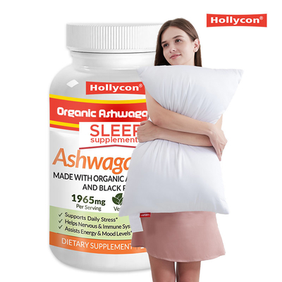 Organic Ashwagandha Capsules with Black Pepper Help Stress Relief Fall Sleep Anti Fatigue