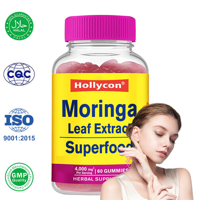 Supplier Moringa Leaves Extract Gummies Antioxidants Immune Support Strawberry Flavor