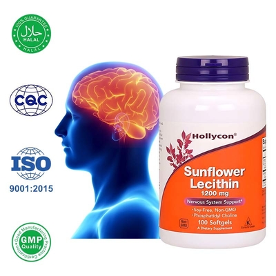 Factory Sunflower Lecithin Softgels Supports Nervous System Health and Cellular Function