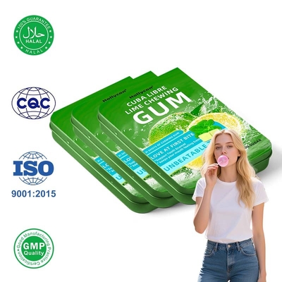 Private Label Mojito Cocktail Flavour Filled Rum Gum Tin Sugar Free Mojito Lime Chewing Gum For Tooth Enamel Support