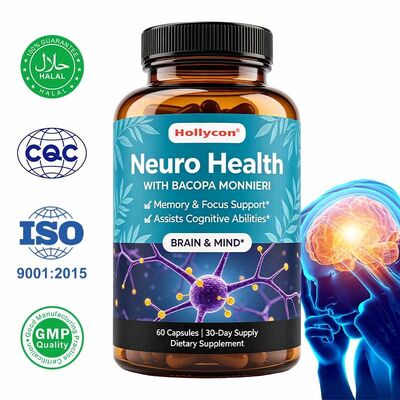 Bacopa Monnieri Capsules with Natural Plant Extract for Memory and Focus Support - Customized Private Label